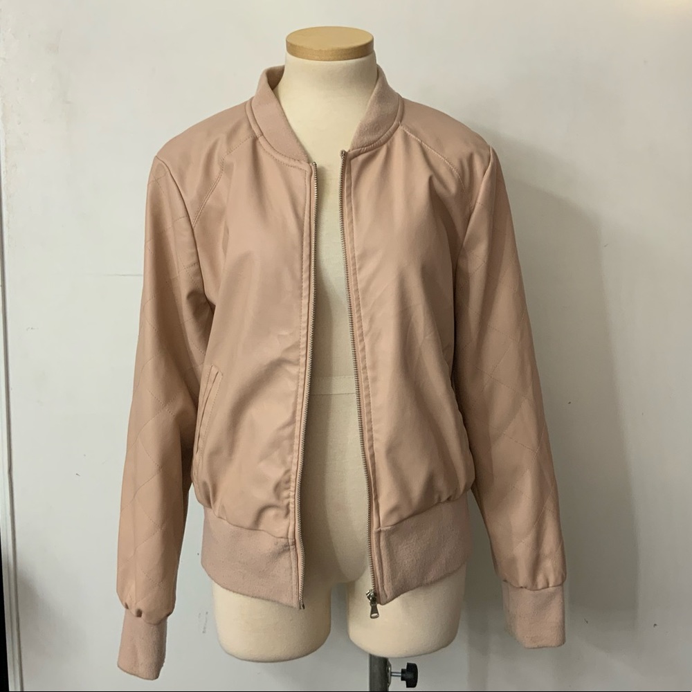 Pink/nude leather jacket